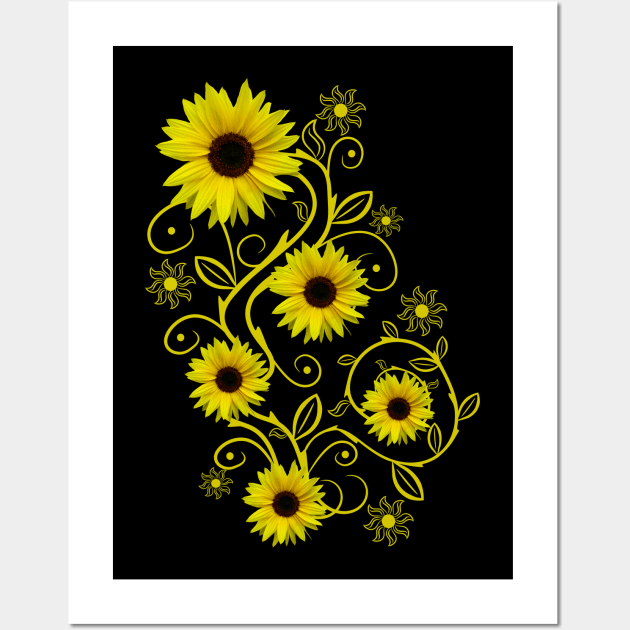 yellow blooming sunflower ornament flower sunflowers floral Wall Art by rh_naturestyles